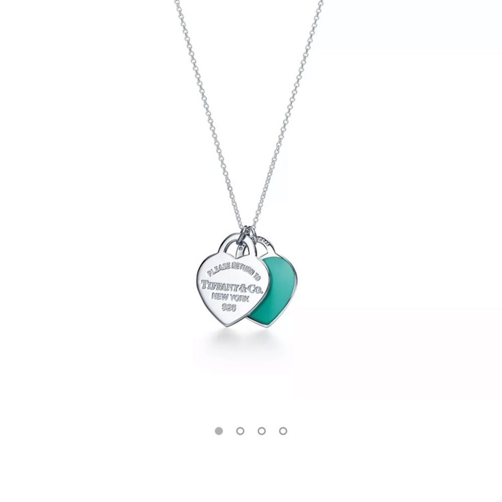 TIFFANY & CO double heart tag pendant Tiffany blue.